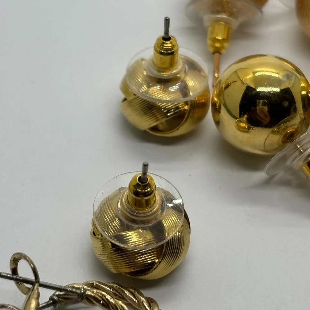 Earring Lot Gold Tone Pierced Baubles‎ and Hoops Some Vintage